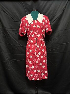 Retro Vintage Red and White Dress